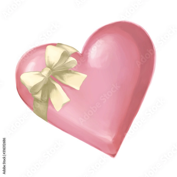 Obraz バレンタインのリボン付きハート型チョコレート