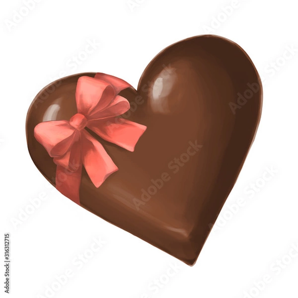 Obraz バレンタインのリボン付きハート型チョコレート