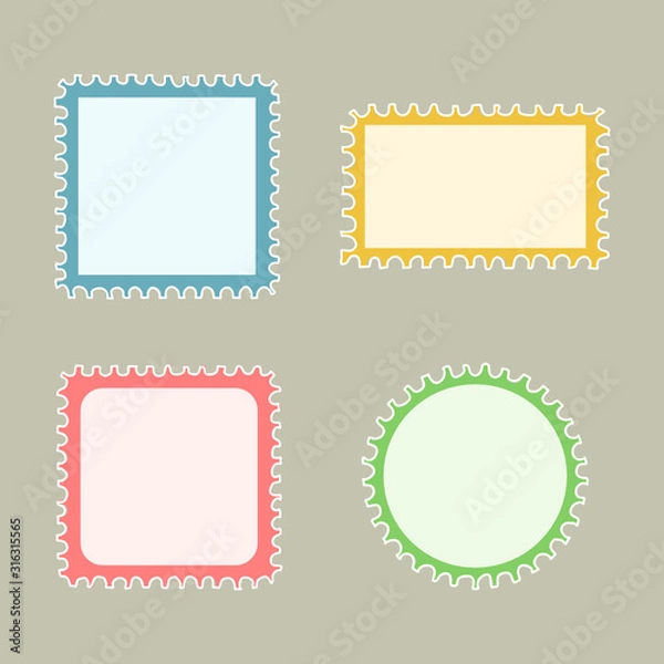 Obraz Blank Postage Stamps on gray background.