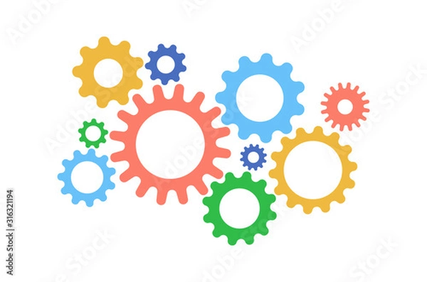 Obraz Cute gears cartoon color on white background
