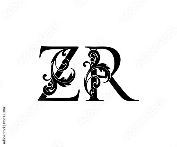 Fototapeta Classy Z, R and ZR Vintage Letter Logo Design