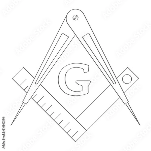 Fototapeta vector icon with Masonic Square and Compasses for your design