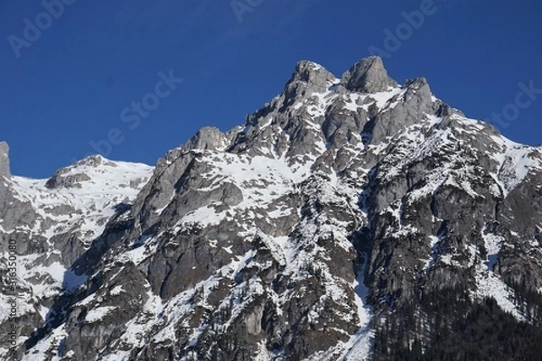 Obraz schneebedeckte Berggipfel, Alpen, Tennengebirge im Winter