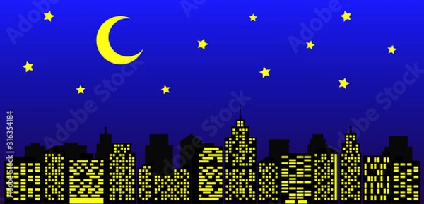 Obraz 都会の夜 高層ビル マンション オフィス街