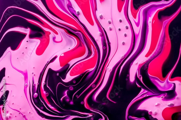 Obraz Abstract background of pink, purple and black paint swirls