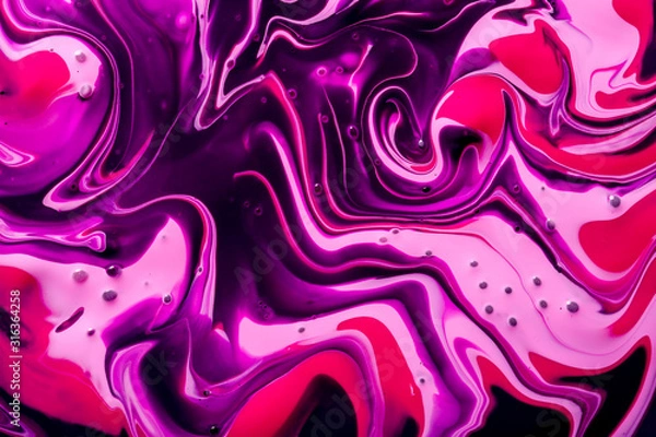 Obraz Abstract background of pink, purple and black paint swirls
