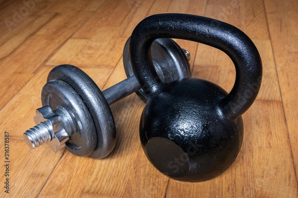 Obraz Kettlebell and dumbbell