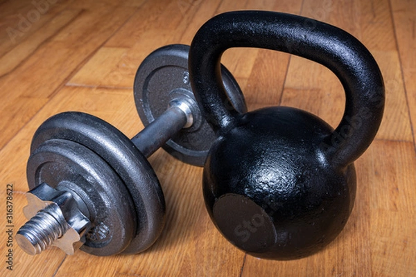 Obraz Kettlebell and dumbbell