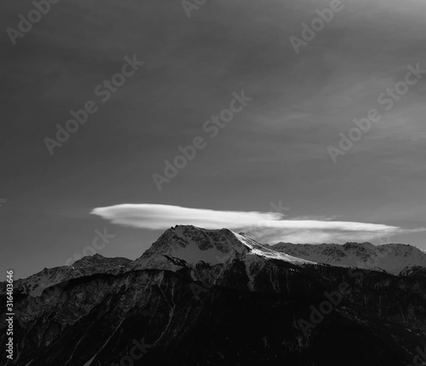 Fototapeta mountain during winter with clouds