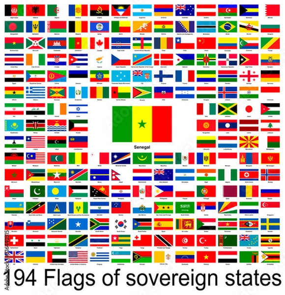 Fototapeta Senegal, collection of vector images of flags of the world