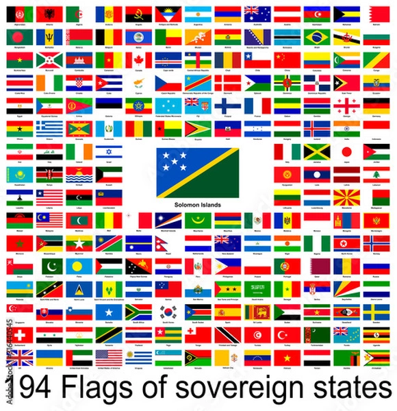Fototapeta Solomon Islands, collection of vector images of flags of the world