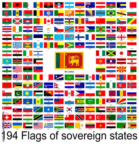 Fototapeta Sri Lanka, collection of vector images of flags of the world