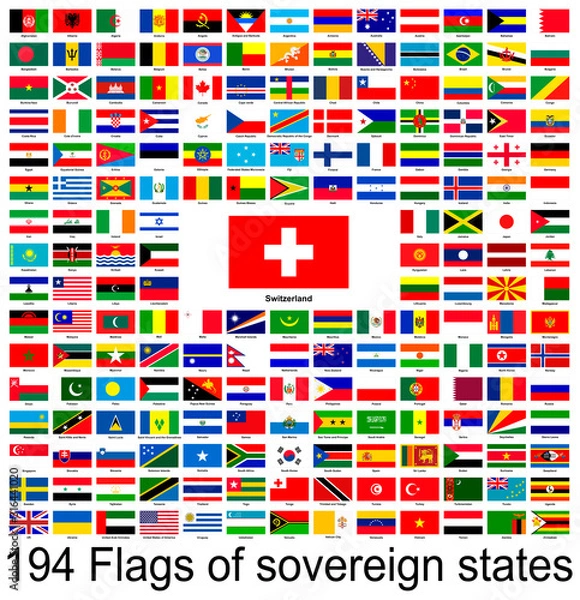 Fototapeta Switzerland, collection of vector images of flags of the world