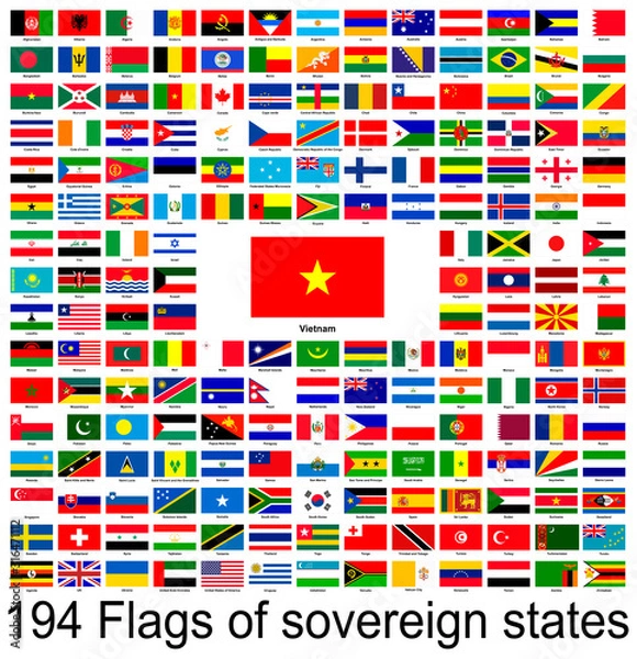 Fototapeta Vietnam, collection of vector images of flags of the world