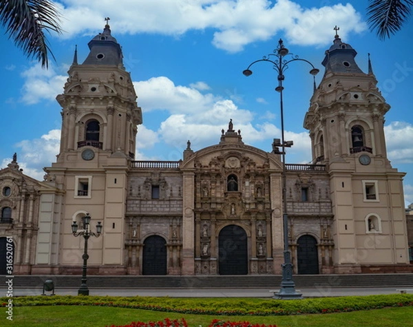 Obraz Frontal view of Lima Cathedral, Lima city, Peru