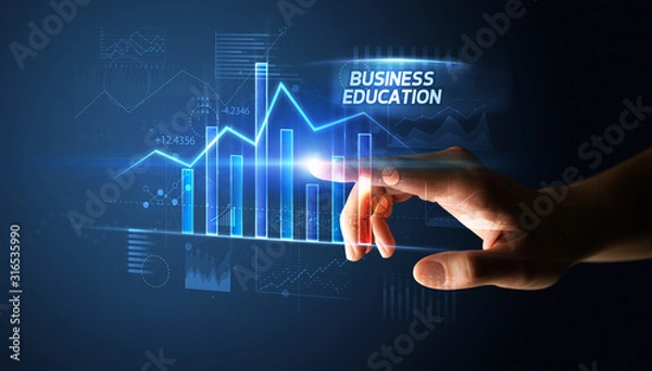 Obraz Hand touching BUSINESS EDUCATION button, business concept