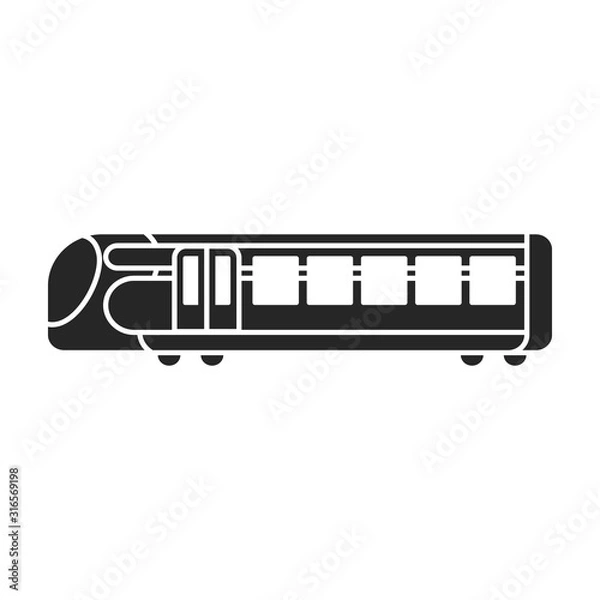 Fototapeta Subway train vector icon.Black vector icon isolated on white background subway train.