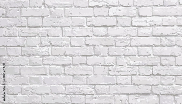 Obraz Abstract texture stained stucco, light gray, old White brick wall background Horizontal textures in the room, wallpapers 