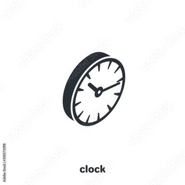 Obraz isometric vector image on a white background, black and white watch icon