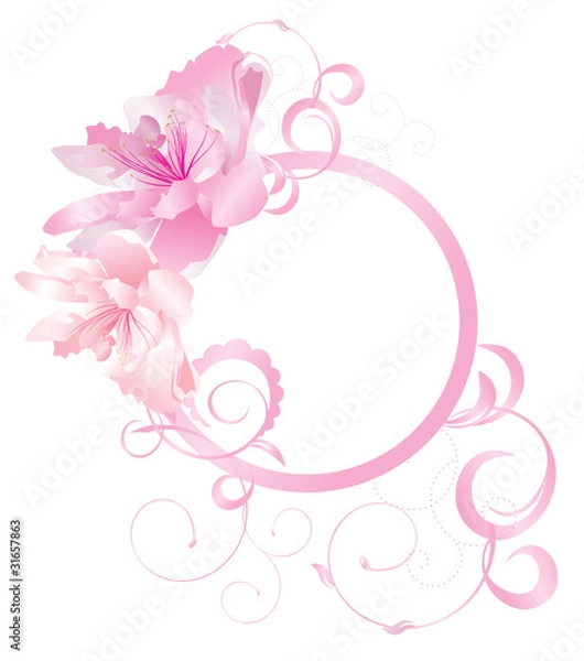 Obraz pink round frame with flowers