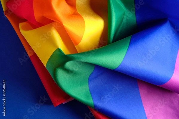 Fototapeta Close-up view of the LGBT pride flag. Concept of the Valentine day, freedom, equality