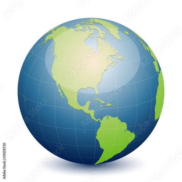 Fototapeta Blue vector globe - america