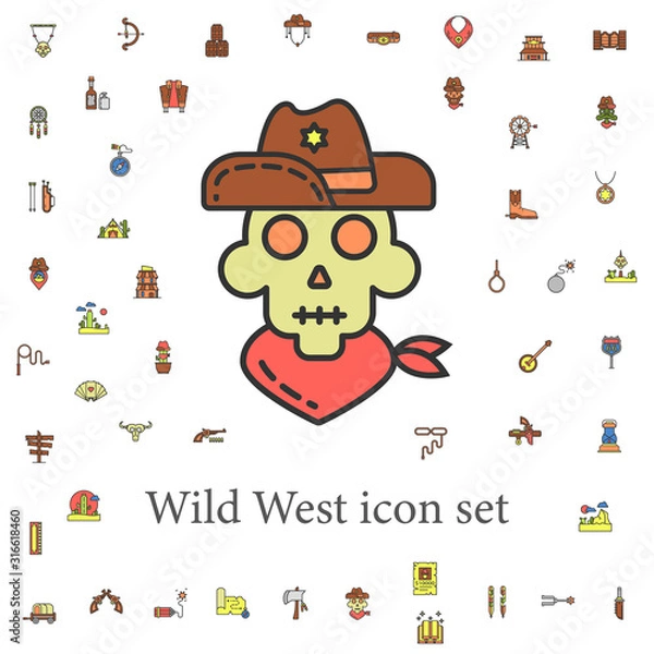 Fototapeta dead cowboy colored icon. wild west icons universal set for web and mobile