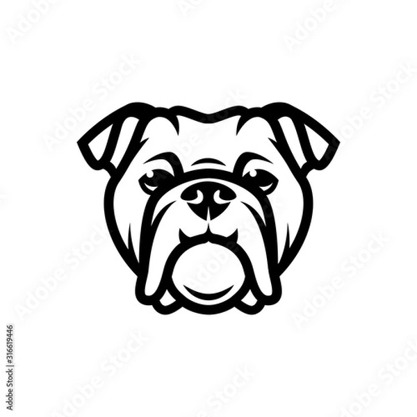 Fototapeta Buldog angielski twarz - na białym tle przedstawionych ilustracji wektorowych