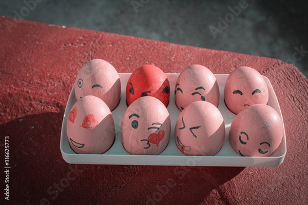 Obraz pink rote Ostereier mit Emojis