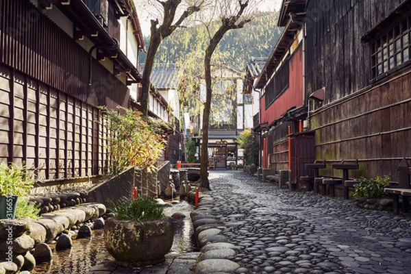 Obraz Cobblestone paved alley in Japanese Mountain Town