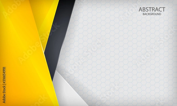 Fototapeta Yellow, white, black overlap background. Modern vector template.