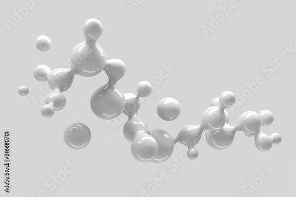 Fototapeta Abstract three-dimensional background of many flying droplets of viscous liquid. 3D illustration, 3D render. Stock illustration