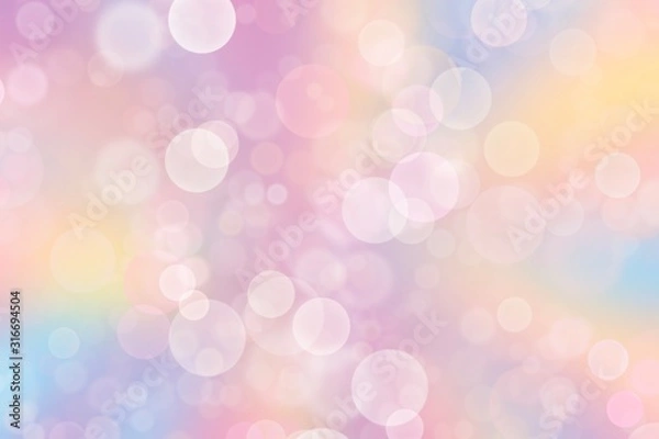 Fototapeta Abstract blurred soft focus bokeh of bright on pastel background.