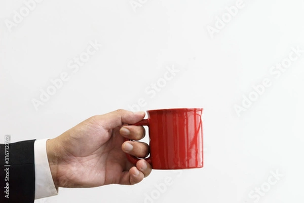 Fototapeta Red mug mock up on white background. 