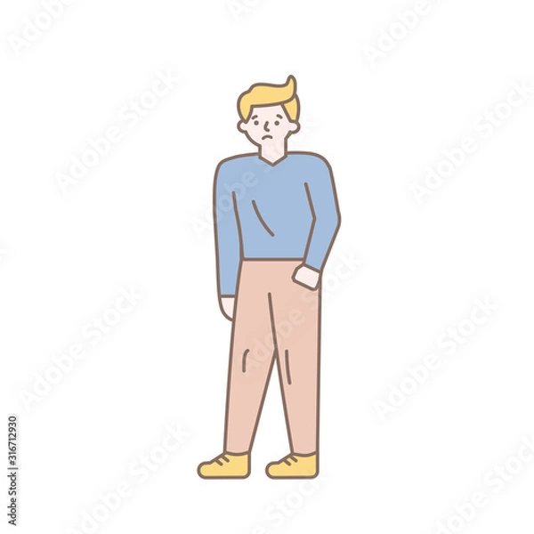 Fototapeta line art sad guy vector