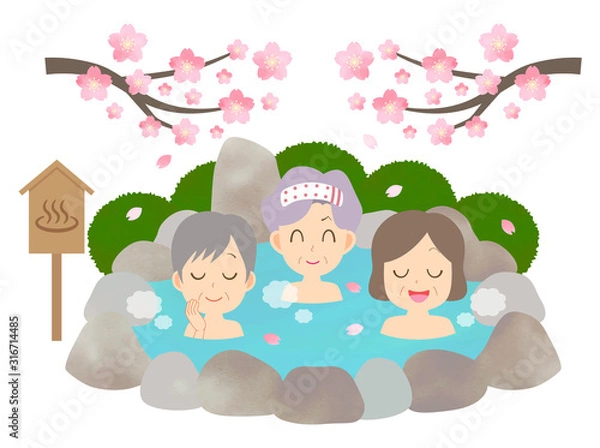 Fototapeta 温泉　春　シニア女性