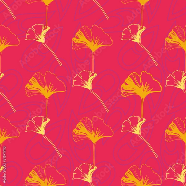 Obraz Vector seamless pattern ginko wax with yellow and orange ginkgo leaves