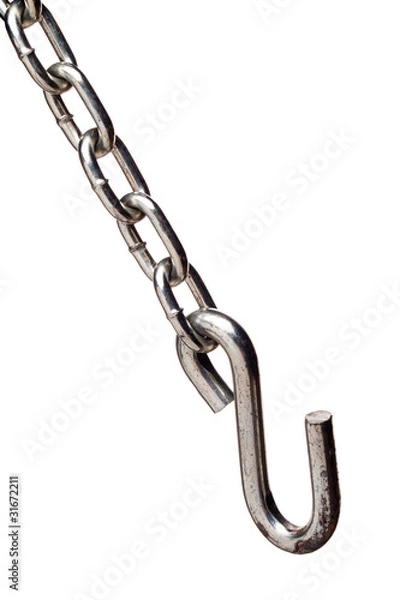 Obraz isolated metal chain and hook