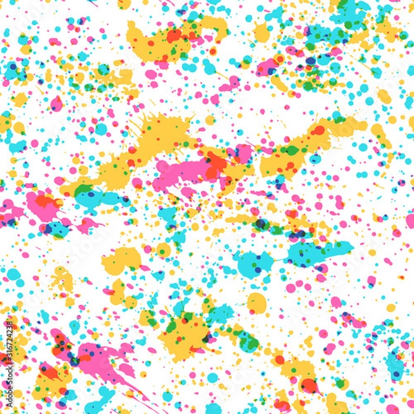 Obraz Paint spatters seamless pattern. Multicolor paint spray texture