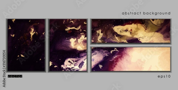 Fototapeta Vector cards. Set of templates brochure, poster, cover and sheets. Abstract painted background. Liquid marble texture