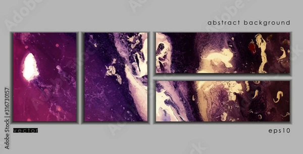 Fototapeta Vector cards. Set of templates brochure, poster, cover and sheets. Abstract painted background. Liquid marble texture