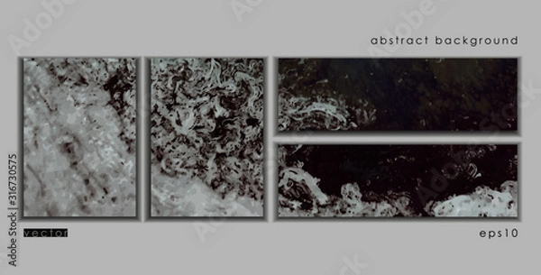 Fototapeta Vector cards. Set of templates brochure, poster, cover and sheets. Abstract painted background. Liquid marble texture