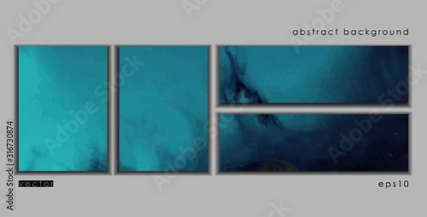 Fototapeta Vector cards. Set of templates brochure, poster, cover and sheets. Abstract painted background. Liquid marble texture