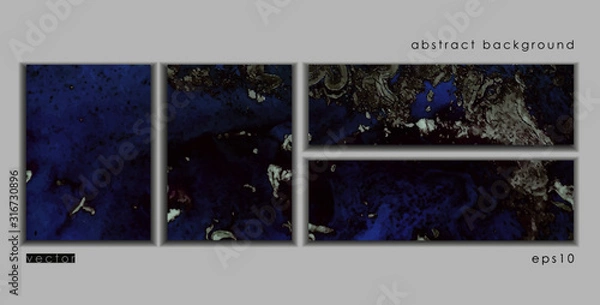 Fototapeta Vector cards. Set of templates brochure, poster, cover and sheets. Abstract painted background. Liquid marble texture