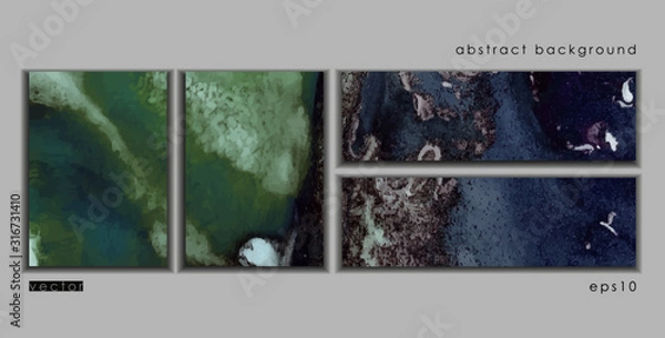 Fototapeta Vector cards. Set of templates brochure, poster, cover and sheets. Abstract painted background. Liquid marble texture