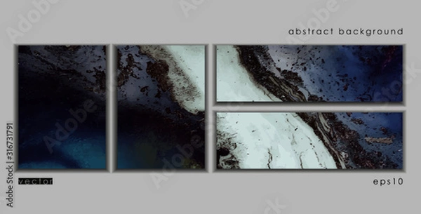 Fototapeta Vector cards. Set of templates brochure, poster, cover and sheets. Abstract painted background. Liquid marble texture
