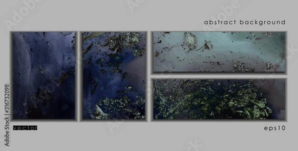 Fototapeta Vector cards. Set of templates brochure, poster, cover and sheets. Abstract painted background. Liquid marble texture