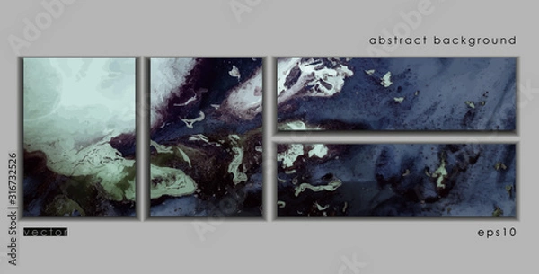 Fototapeta Vector cards. Set of templates brochure, poster, cover and sheets. Abstract painted background. Liquid marble texture