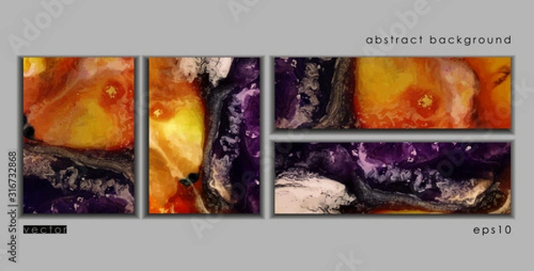 Fototapeta Vector cards. Set of templates brochure, poster, cover and sheets. Abstract painted background. Liquid marble texture