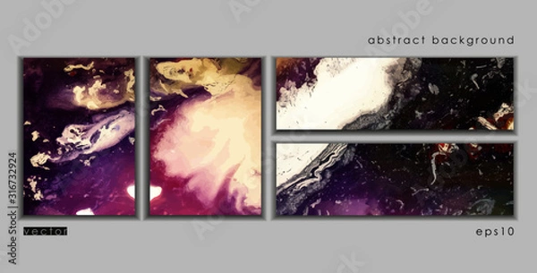 Fototapeta Vector cards. Set of templates brochure, poster, cover and sheets. Abstract painted background. Liquid marble texture